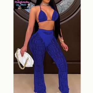 Hott New Blue 3pc swim wear pants set